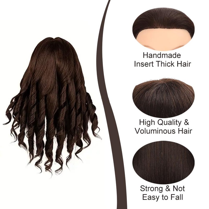 Opini 26”-28”Mannequin Head 80% Real Hair Manikin Head Cosmetology Doll Head for Styling Mannequin Head Human Hair (#4 Dark Brown) - Image 2